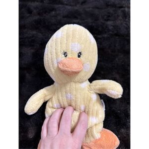 Babies R Us Yellow Polka Dot Baby Duck Chick Stuffed Animal Plush Rattle Easter